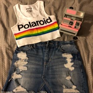White Polaroid crop top